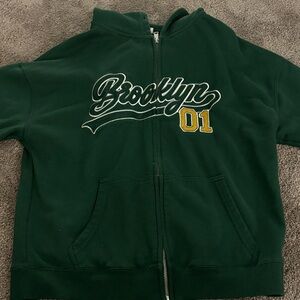 Garage Dark Green Hoodie with Brooklyn 01 Print